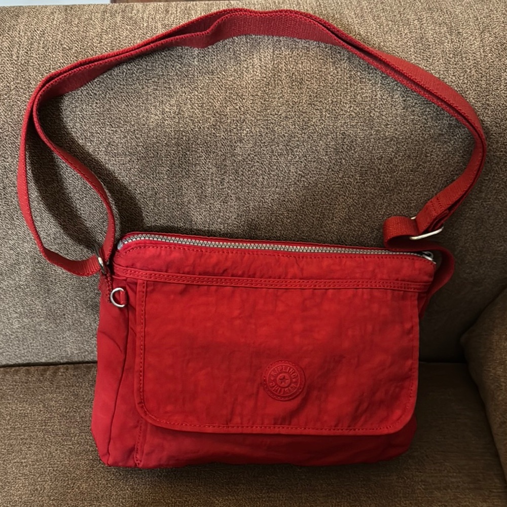 Kipling red medium cross body purse nylon